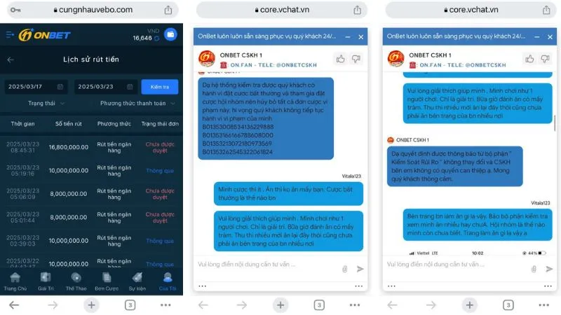 Nhà cái Onbet lừa đảo