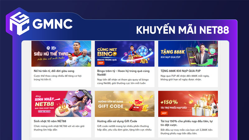 Khuyến mãi Net88 mới nhất 2025: Tổng hợp ưu đãi độc quyền