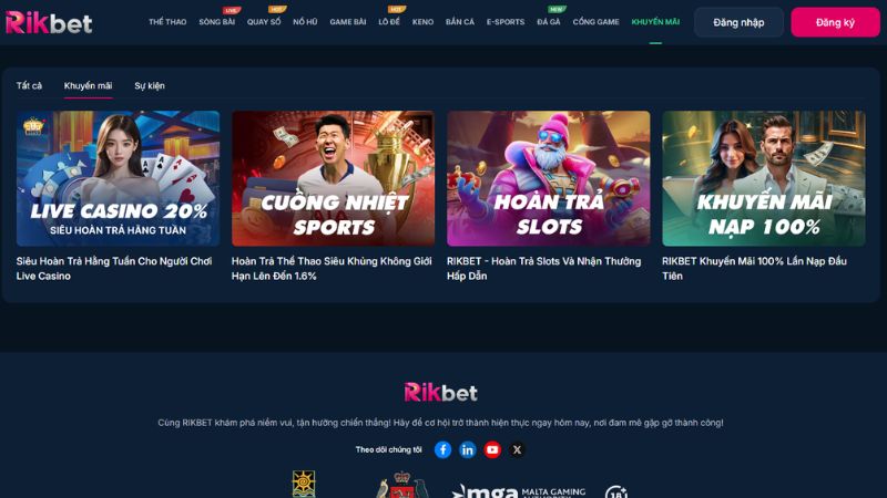 Khuyến mãi và ưu đãi hấp dẫn tại RIKBET