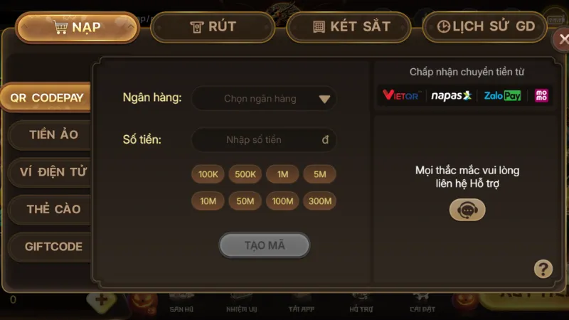 Nạp rút là ưu điểm nổi trội được người chơi đánh giá cao của cổng game Kclub