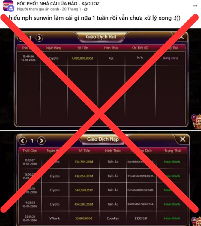 Ảnh cho rằng Sunwin không cho rút 4 tỷ nhưng thiếu bằng chứng rõ ràng